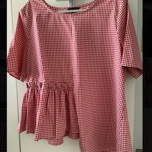 New Look Red Plaid Ruffle Shirt from ASOS